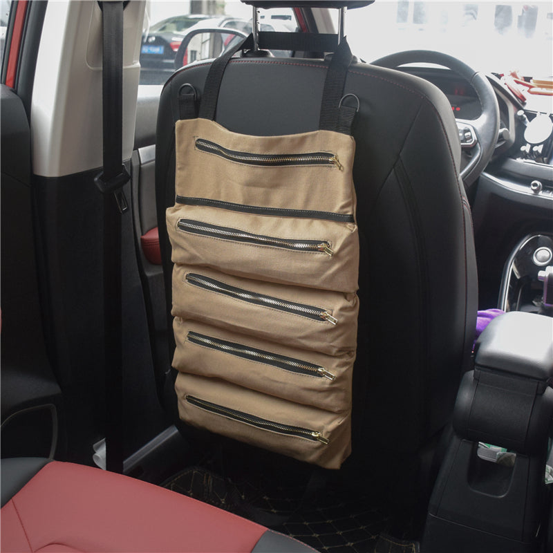 Tool Roll Up Bag Canvas Wrench Storage Pouch Carrier Car Back Seat Organizer