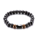 Unisex Black Beaded Bracelet Vintage Black Gallstone Oval Bracelets Ethnic Jewelry For Women Men