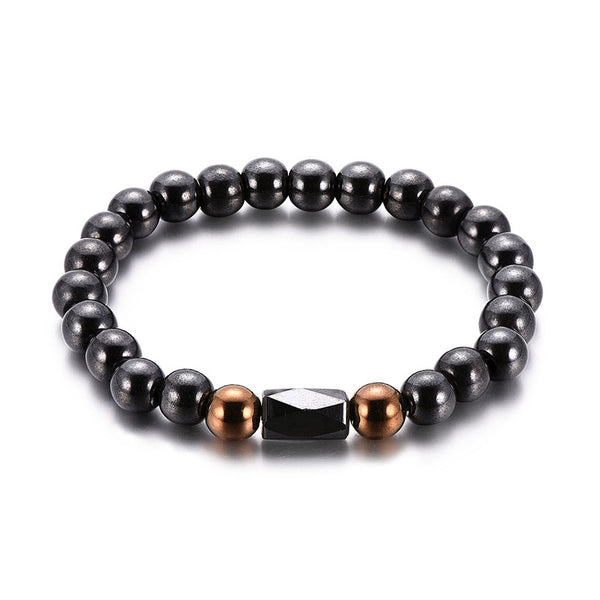 Unisex Black Beaded Bracelet Vintage Black Gallstone Oval Bracelets Ethnic Jewelry For Women Men