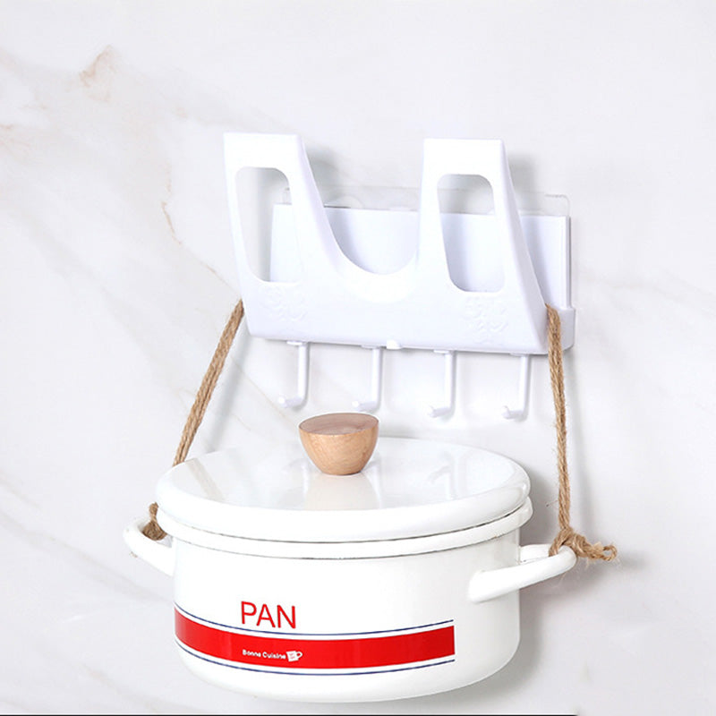 Wall-mounted Pot Cover Rack Household Punch Free Seamless Plastic Rack Kitchen Storage Rack Baskets