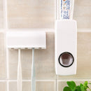 Auto Automatic Toothpaste Dispenser Squeezer +5 Toothbrush Holder Set Wall Mount Stand