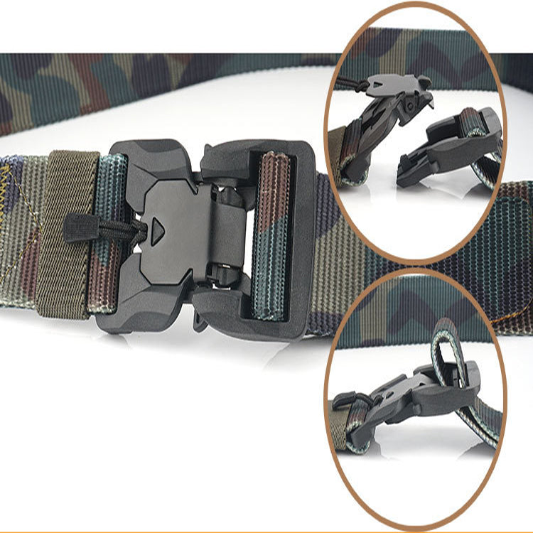 AWMN S5S 125cm Nylon Camouflage Tactical Belt Plastic Magnetic Buckle Belt