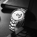 Fashion Creative Dial Stainless Steel Band Men Women Quartz Watch