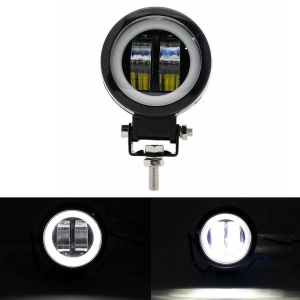 3inch  12/24V 6500K 20W Round LED Work Light With White Angel Eyes Lights Spot Fog light For Car Boat Motorcycle