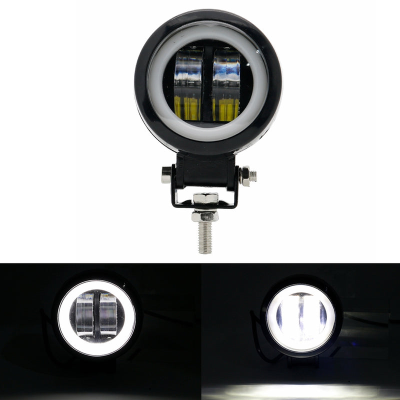 3inch  12/24V 6500K 20W Round LED Work Light With White Angel Eyes Lights Spot Fog light For Car Boat Motorcycle