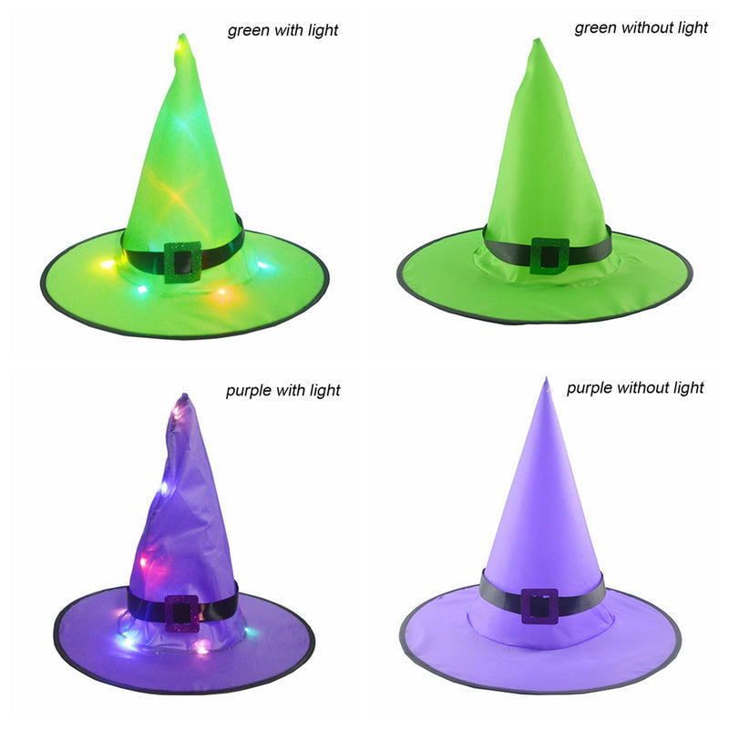 Halloween LED Witch Hat Party Prop Decor Costume Cosplay Accessory Supply