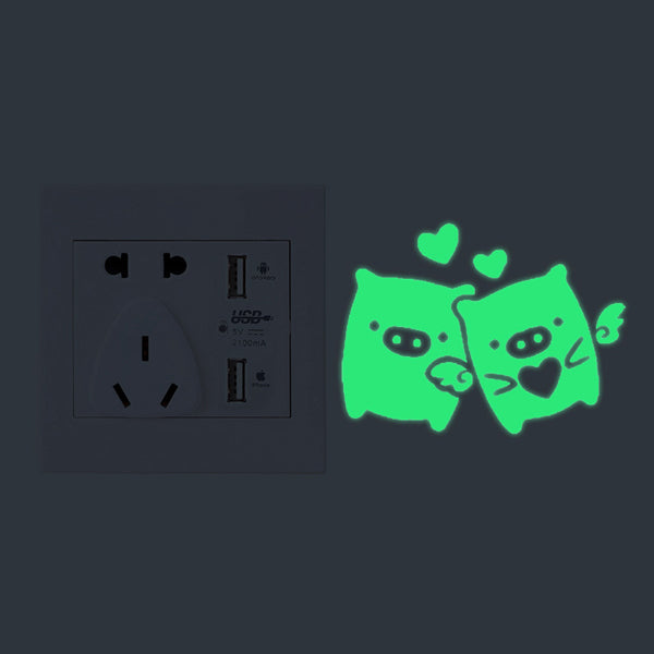 Pig Creative Luminous Switch Sticker Removable Glow In The Dark Wall Decal Home Decor
