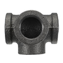 1/2" 3/4" 1" 4 Way Pipe Fitting Malleable Iron Black Side Outlet Tee Female Tube Connector