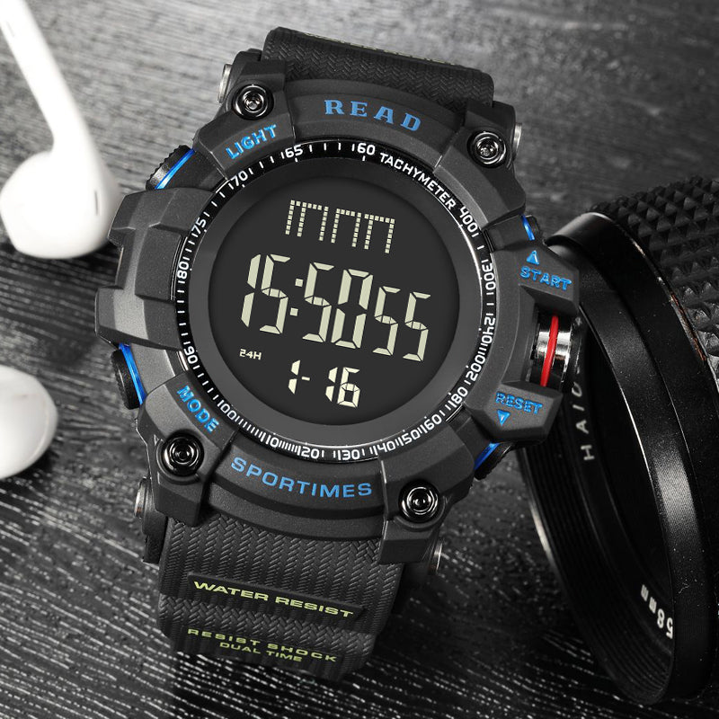 READ R90002 Digital Watch Multifunction Luminous Display Fashion Stopwatch Double Time Alarm Watch
