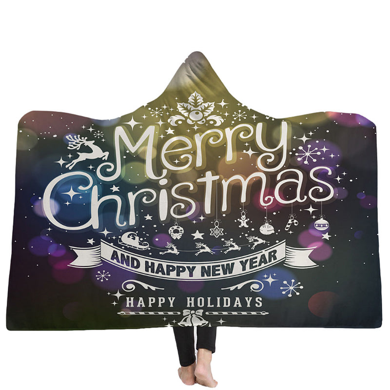 Christmas 3D Printing Plush Wearable Battle Royale Hooded Blankets Dual Layers