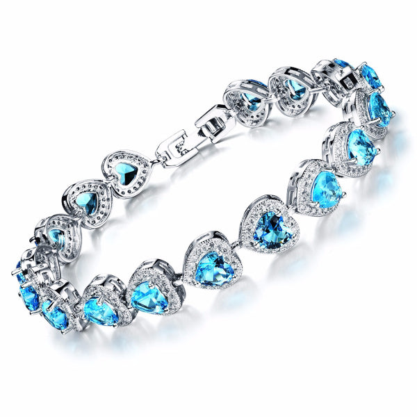 Platinum Classic Heart Micro Zircon Bracelet Fine Jewelry for Women