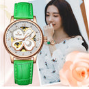 TEVISE T835A Women Automatic Mechanical Watch Fashionable Genuine Leather Band Watch