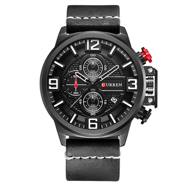CURREN 8278 Business Style Men Watch Chronograph Genuine Leather Band Quartz Watch