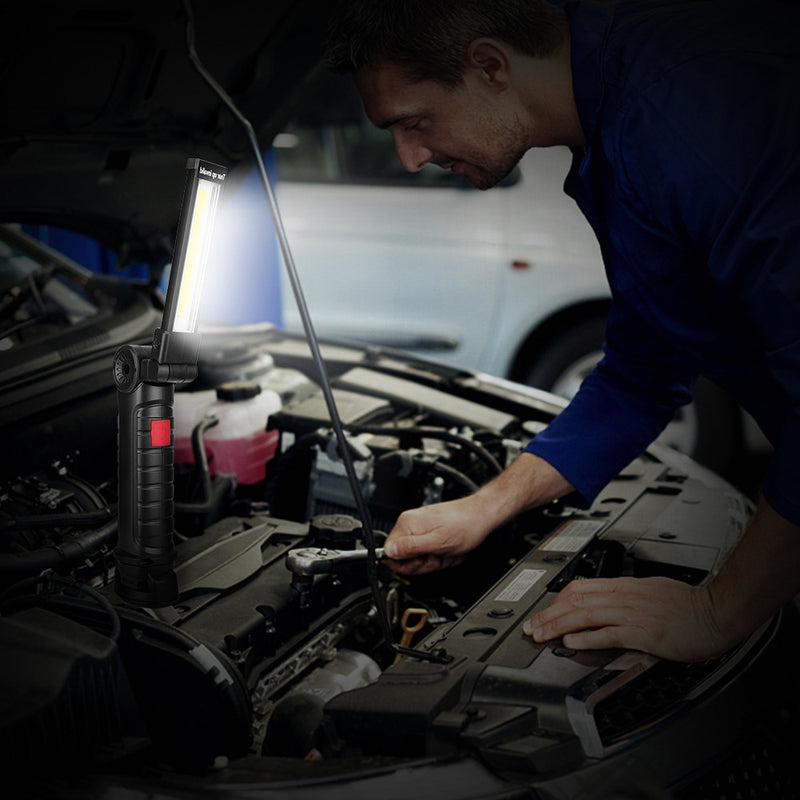 Portable LED COB Inspection Work Light Battery Powered Magnet Foldable Camping Flashlight Torch Lamp