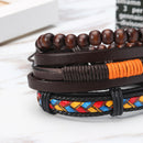 3 Pcs Men's Bracelet Bohemian Bead Leather Colorful Braided Bracelet for Men Fashion Gift