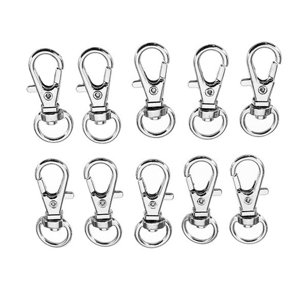10Pcs 32mm Silver Zinc Alloy Swivel Lobster Claw Clasp with 8.5mm Round Ring