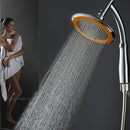 Rotatable Stainless Steel Top Rainfall Pressure Shower Head Set With Hose And Steel Ring Holder