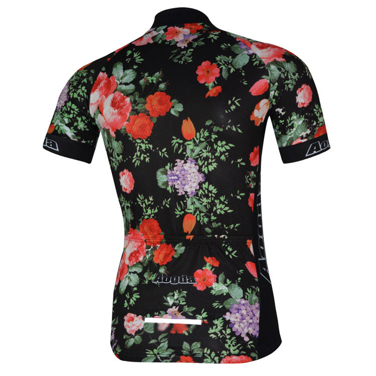 AOGDA Men Women Rose Short Sleeve Cycling Jersey Outdoor Sports Summer Polyester Mesh Breathable