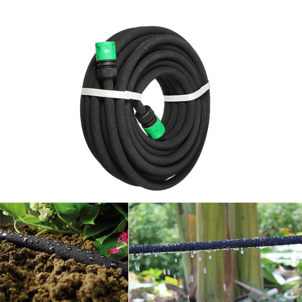15m Black Porous Watering Soaker Hose Flexible Watering Tubing Pipe Garden Drip Irrigation