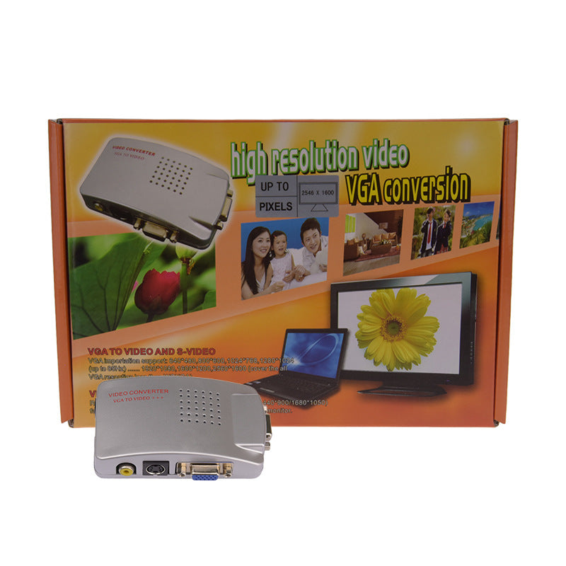High Resolution VGA to RCA AV Video or S-Video Video Converter Video Adapter Cable PC to TV