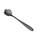 KCASA KC-FS01 Black Stainless Steel Flower Shape Coffee Sugar Spoon Tea Spoon Ice Cream Tableware