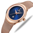 NAVIFORCE NF5004 Waterproof Mesh Steel Ladies Wrist Watch Fashionable Date Display Quartz Watch