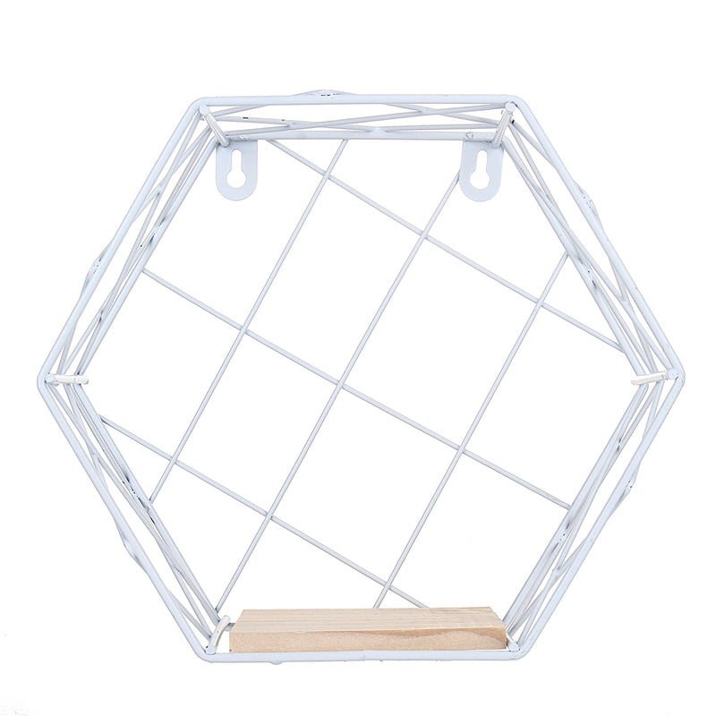 Geometric Iron Craft Wall Book Shelf Rack Storage Industrial Style Home Decorations