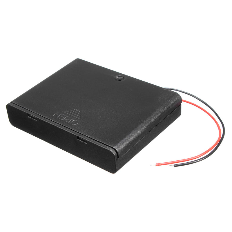 9V 6X AA Battery Holder Case Box Storage Slot w/ Wire Lead Cover Switch ON/OFF