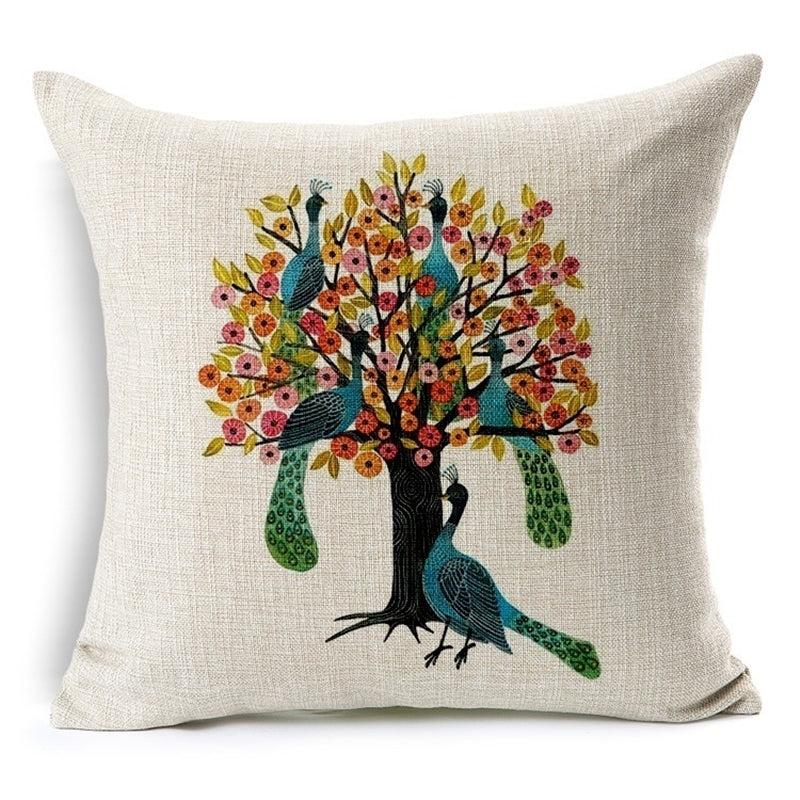 Honana 45x45cm Home Decoration Flower and Bird 7 Optional Patterns Cotton Linen Pillow Case