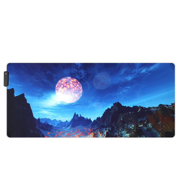 The Snow Mountain USB Wired RGB Colorful Backlit LED Mouse Pad for Gaming Mouse E-Sport