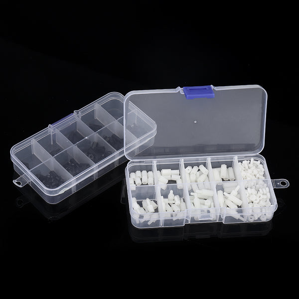 Suleve M2.5NH1 200Pcs Nylon Screw White/Black Hex Screw Nut PCB Standoff Spacer Assortment Kit