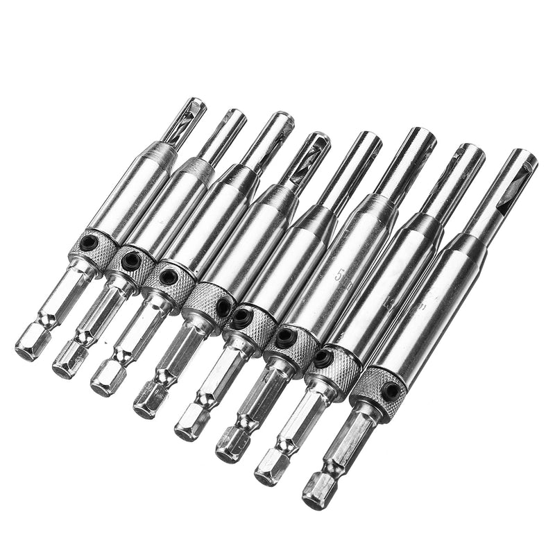8pcs Self Centering Hinge Hardware Drill Bit Set Pilot Hole Guides Door Window Hinges Set
