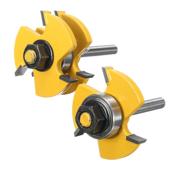 2pcs 1/4 Inch Shank Tongue & Groove Router Bit Set 3/4 Inch Stock Woodworking Cutter