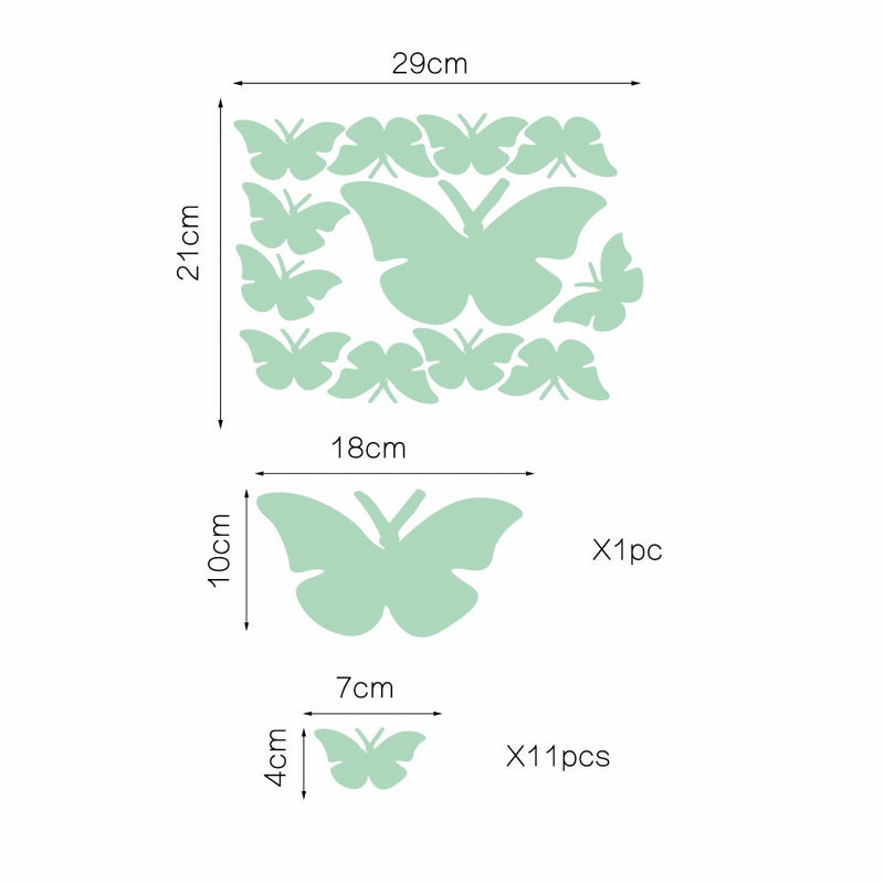 Honana DX-137 12PCS Fluorescent Glow Butterfly Wall Sticker