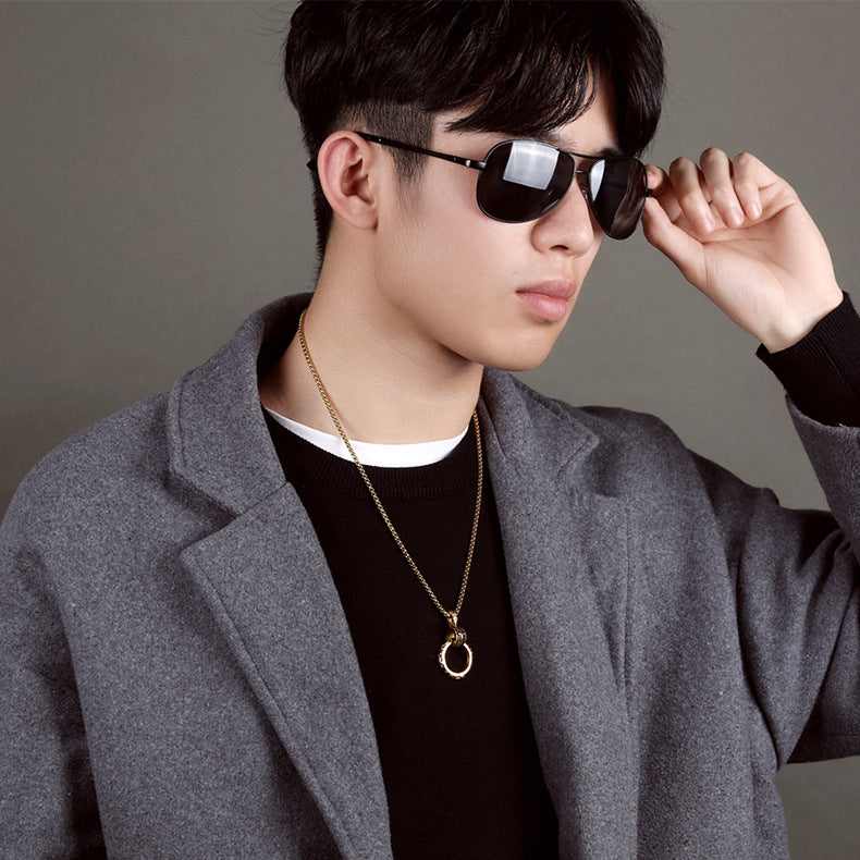 Creative Christian Eternal Life Pendant Cross Men's Titanium Steel Necklace Gift