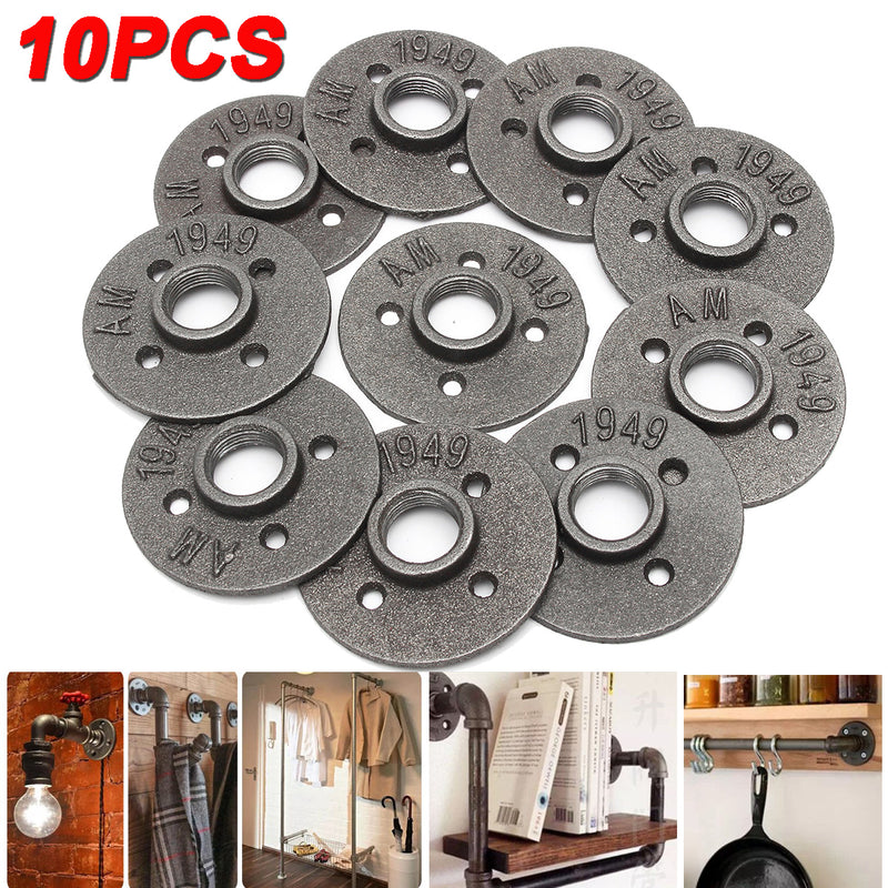 10pcs 3/4 Inch Black Flange DN20 Four Holes Flange Iron Pipe Floor Fitting Plumbing Threaded Flange