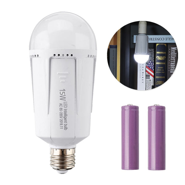 15W E27 Built-in Battery Constant Current Pure White LED Emergency Light Bulb Indoor Home Lamp AC85-265V