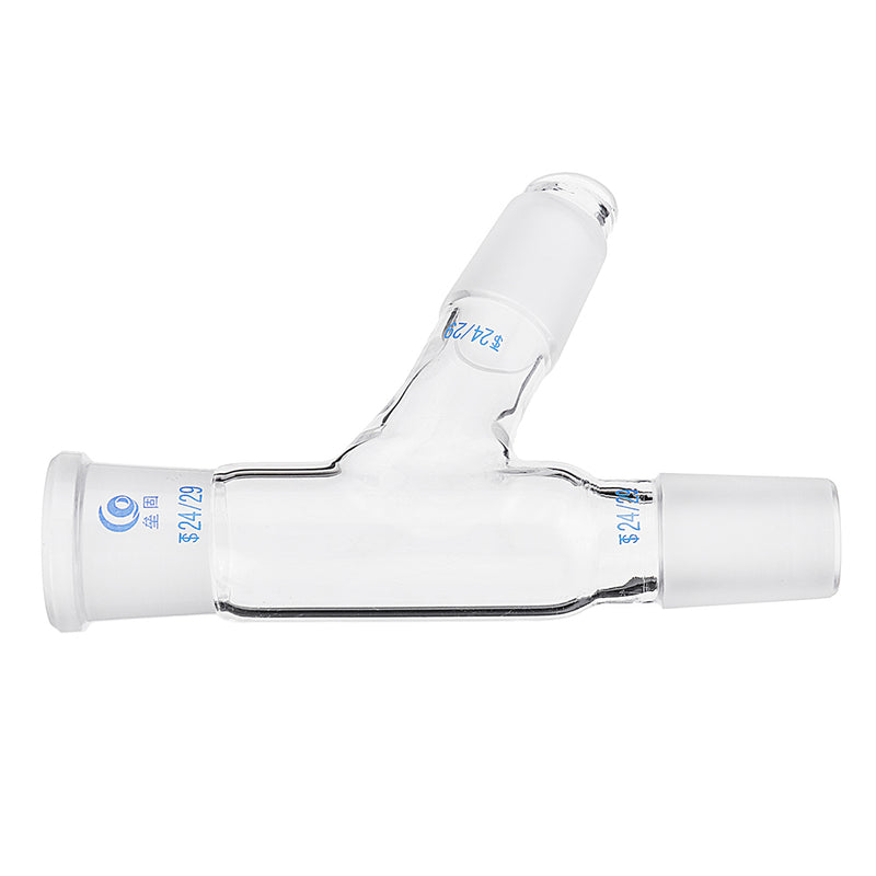 24/29 75 Degree Three-way Borosilicate Glass Distillation Adapter Connector Distilling Tube w/ Standard Ground Taper Joints