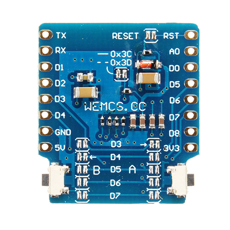 Geekcreit OLED Shield V2.0.0 Expansion Board For D1 Mini 0.66 Inch 64x48 IIC I2C Two Button