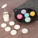 Round Mooncake Pastry Mold 50g Hand Press Mould Flower Pattern Festival Decor DIY Decor w/ 6 Stamps