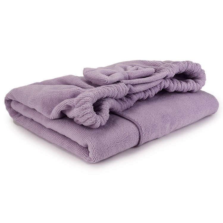 140x75cm Microfiber Bowknot Pattern Towel Sheet Set Absorbent Bathrobe with Shower Cap