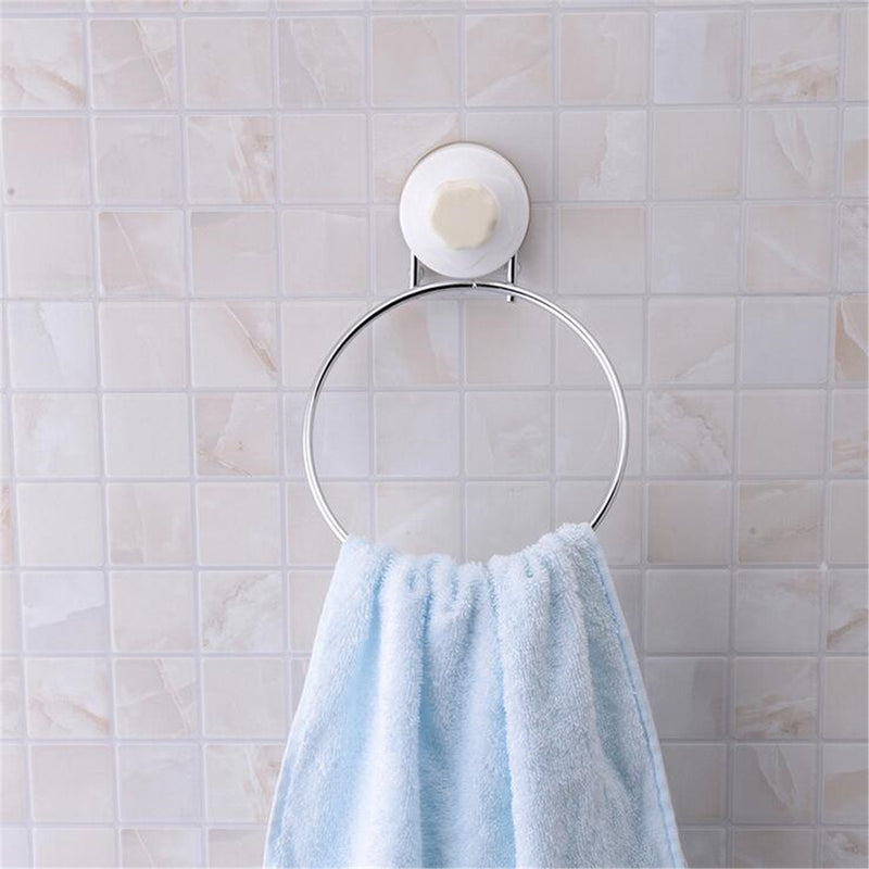 Towel Ring Holder Kitchen Suction-Cup Roll Paper Storage Organizer Rack Hanger