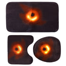 3Pcs Bath Mat Pedestal Non Slip Toilet  Lid Black Cover Shower Bathroom Rug Set Carpet