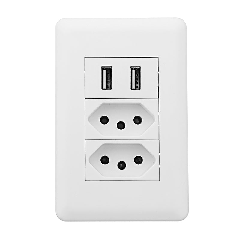 RNAI 15A 125V Dual USB Port Wall Charger Adapter Brazil Plug Socket Power Outlet PMC