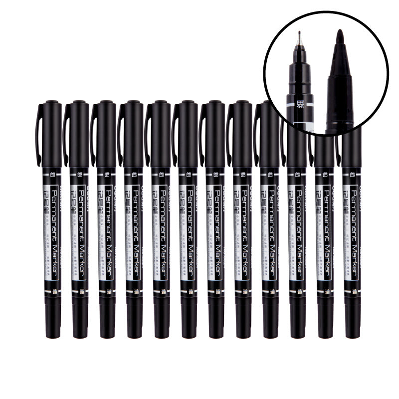 Deli 6824 12 Pcs/box Double-head Marker Pens Dual Head Marker Pen Hand-painted Artist Marking Pens Gifts for Kids Childrens