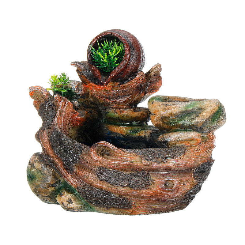Resin Rockery Water Fountain LED Lights Atomization Home Office Desktop Decorations
