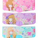 Plastic Cartoon Fancy Stationery Multi-function Pen Box with Sharpener 2 Layer Double Open Multi-layer Pencil Case Student Gift