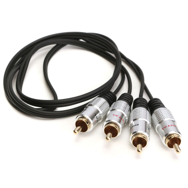 2pcs 3.5mm Aluminum Double Head RCA Audio Cable 100mm