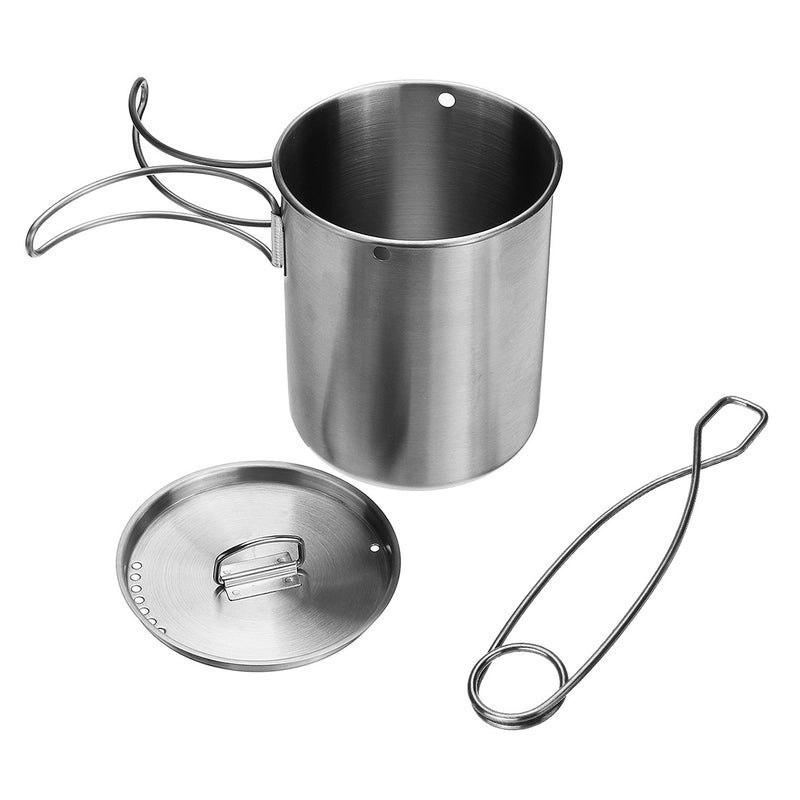 750ml Portable Outdoor Camping Water Cup Water Mug Picnic Food Pot With Foldable Handle Hook