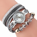 DUOYA D214 Crystal Casual Style Women Bracelet Watch Gift Leather Strap Quartz Watch